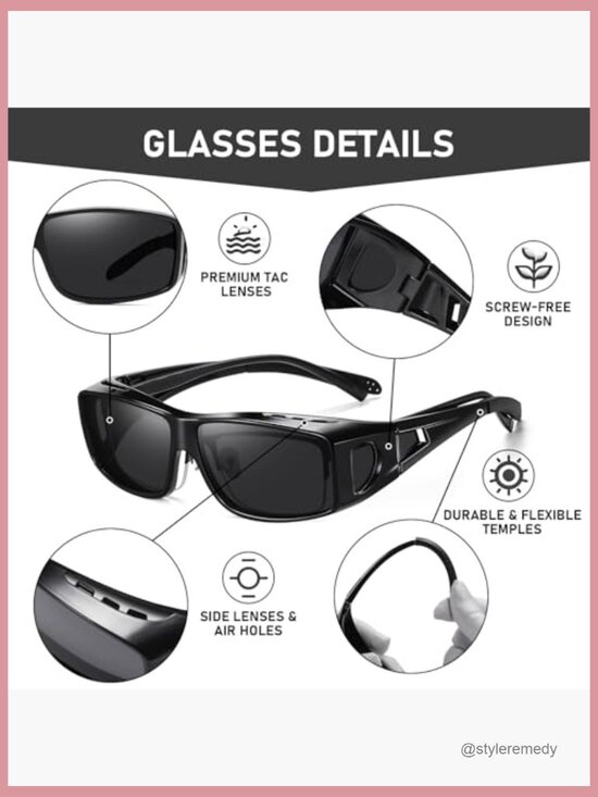 Polarized Fit Over Glasses Sunglasses, Wrap-Around Design for Driving